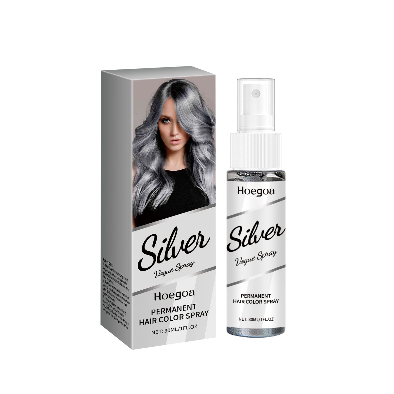 Hoegoa Silver Gray Hair Spray, Long-Lasting Moisturizing, Nourishing, Plant Extraction Hair Care Fashion Hair Color