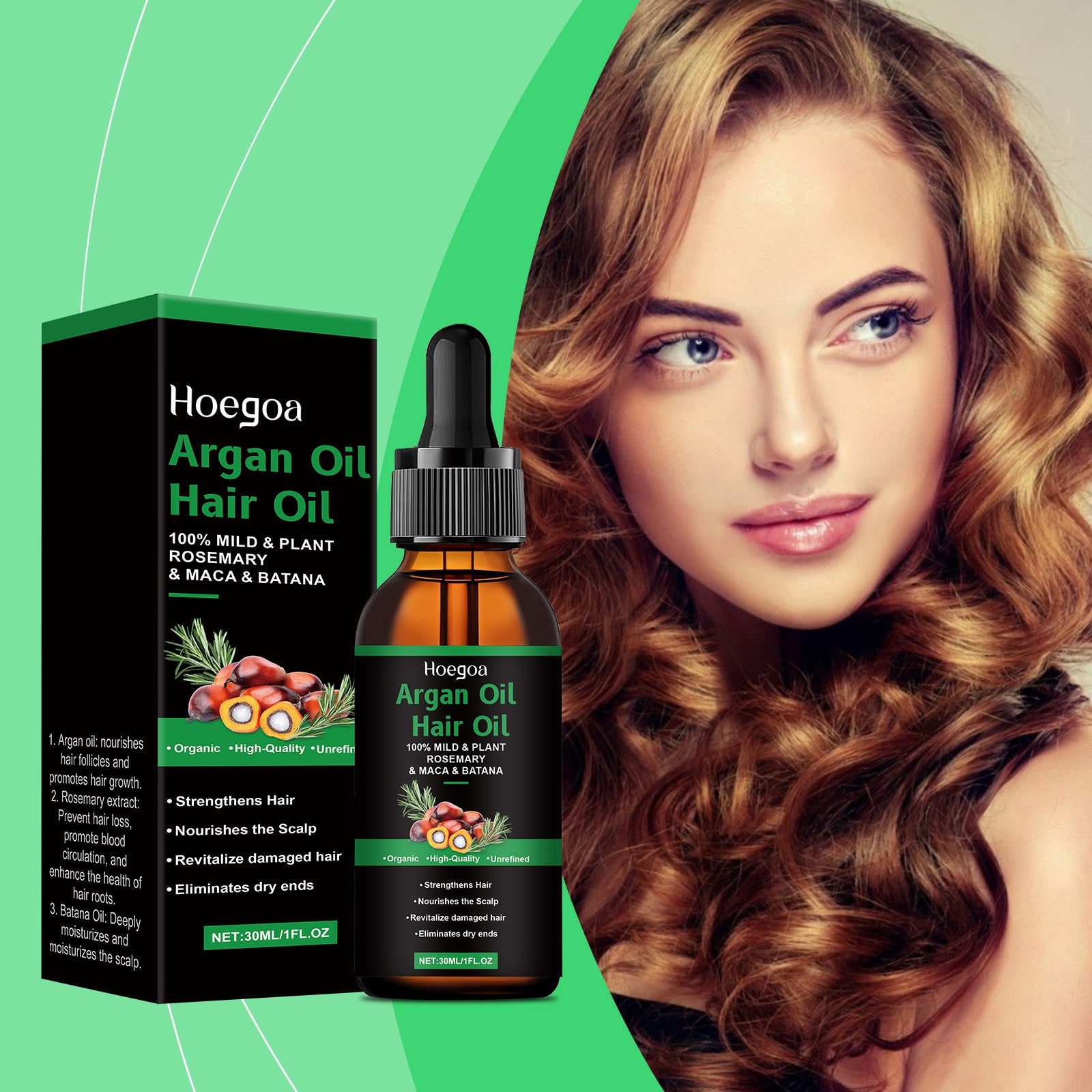 Hoegoa Argan Hair Care Essential Oil, Improves Dry And Split Hair And Nourishes Hair Care Essential Oil
