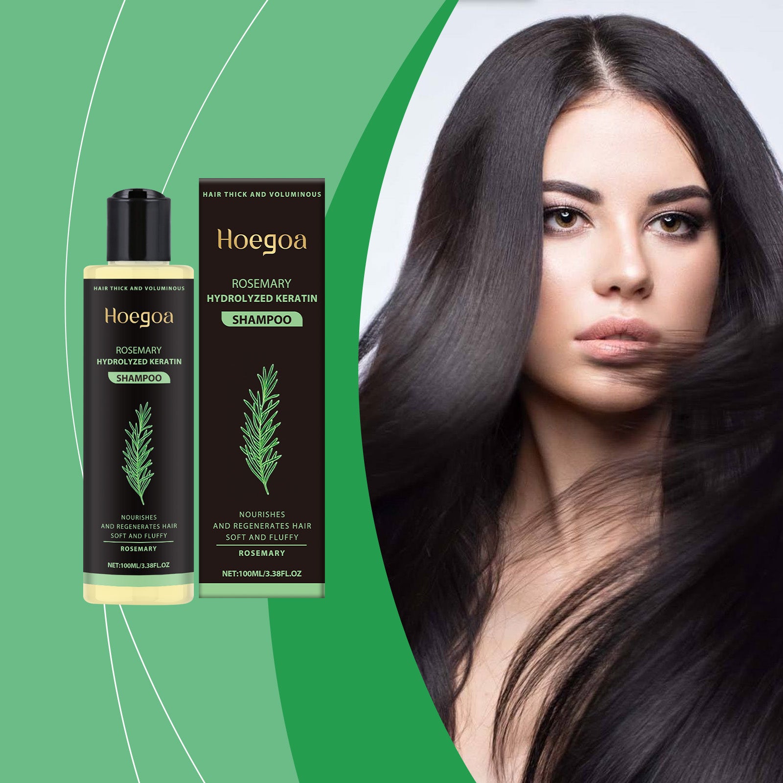 Hoegoa Rosemary Thickening Shampoo, Herbal Essence Nourishes And Restores Hair And Oil Control Fluffy Shampoo