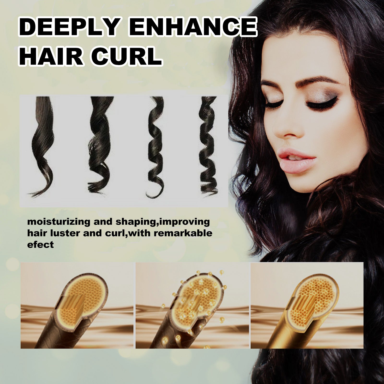 Hoegoa Moisturize Styling Elastin Cream, Curls Volumizing Shine Natural Puffiness Styling Conditioner