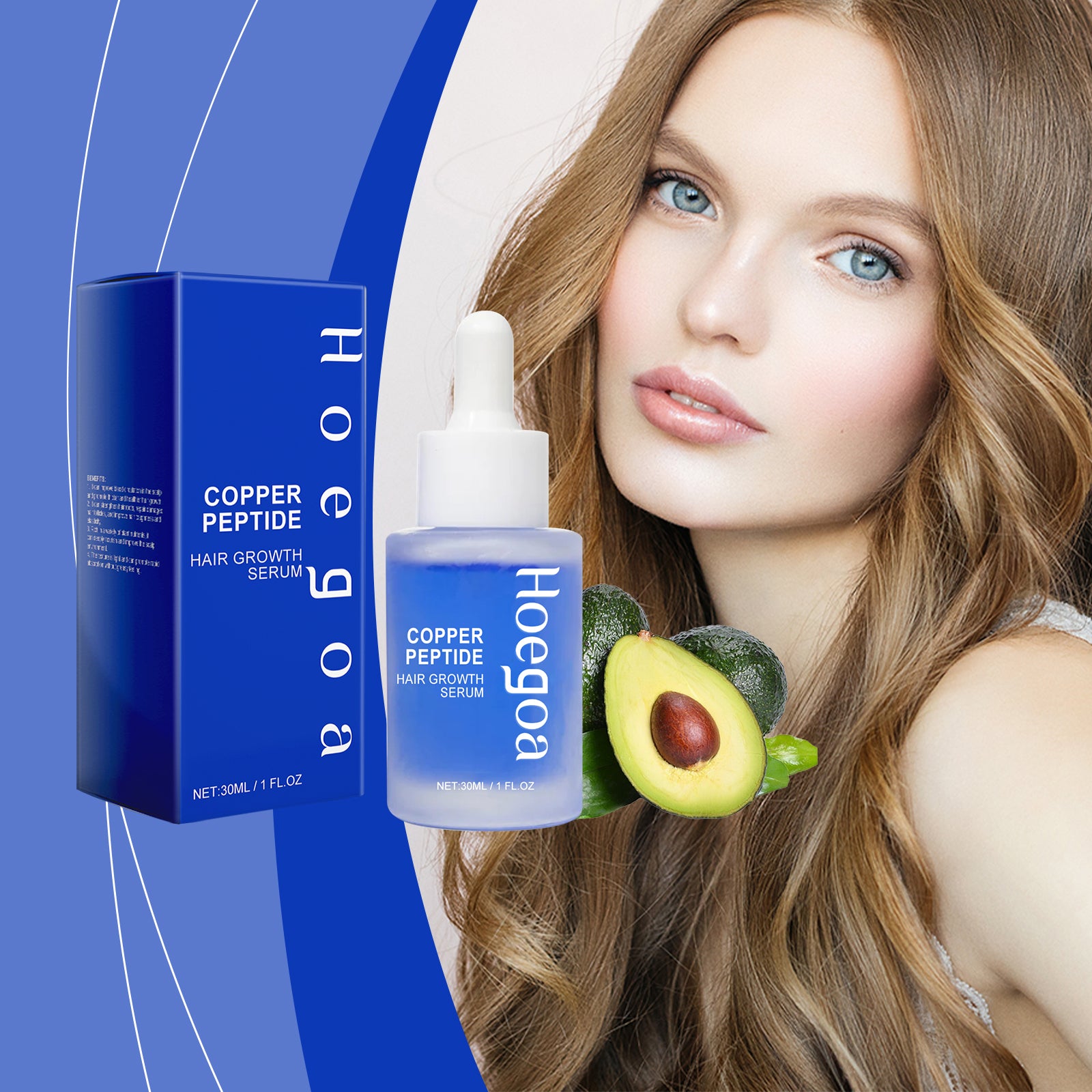 Hoegoa Copper Peptide Hair Serum, Nourishes Scalp, Nurses Roots, Restores Fluffy And Strong Hair