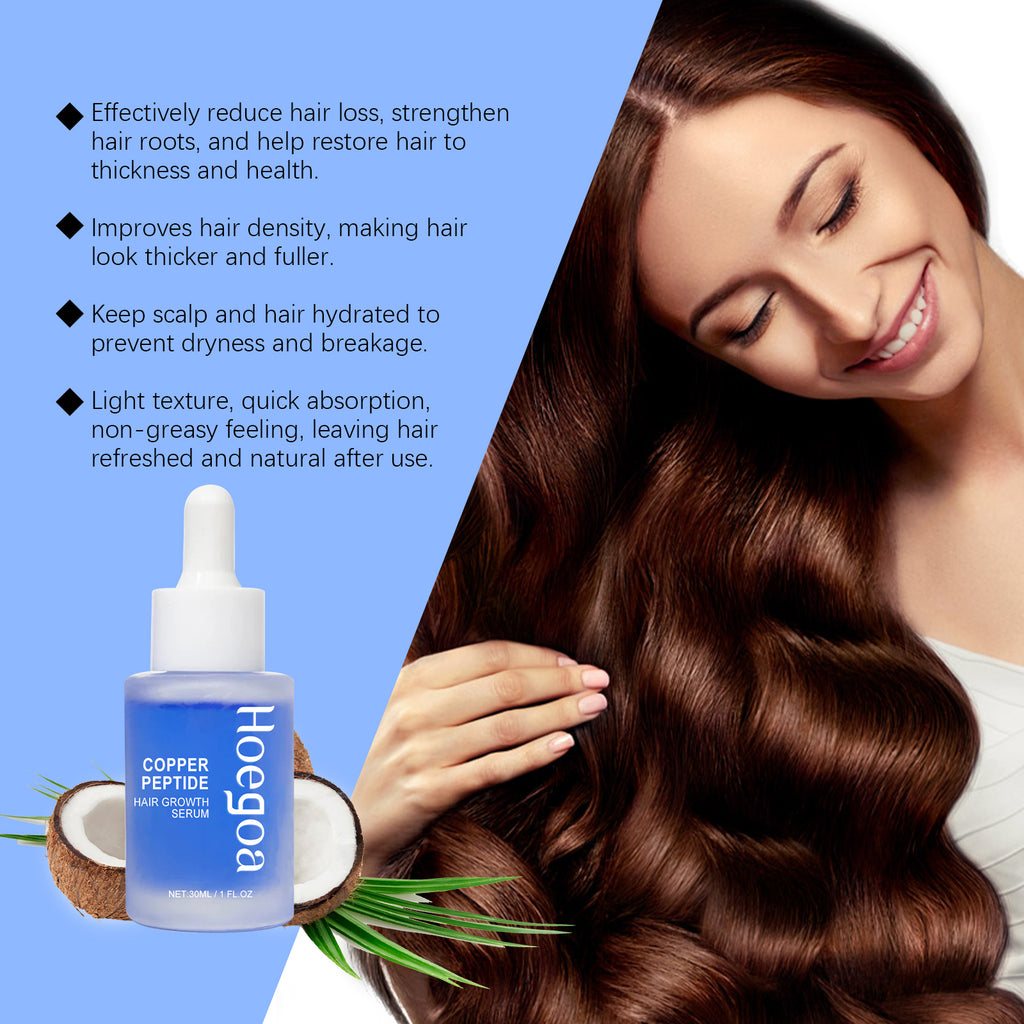Hoegoa Copper Peptide Hair Serum, Nourishes Scalp, Nurses Roots, Restores Fluffy And Strong Hair